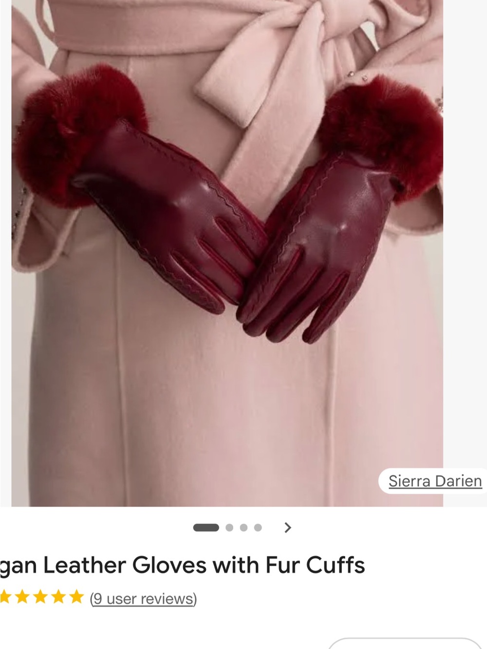 Sierra Darien Burgundy Leather Gloves with Fur Cuff